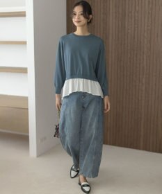 組曲 L 【加藤ローサさん着用】ライトデニムカーブパンツ