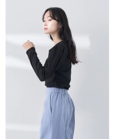 earth music&ecology パフスリーブクレープリブインナー