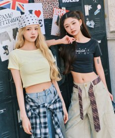WEGO ロゴスタッズクロップドT