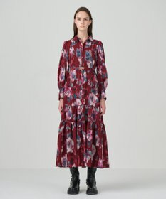 GRACE CONTINENTAL フラワープリントティアードワンピース