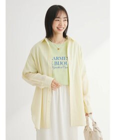 Green Parks 綿麻混タブ付オーバーサイズシャツチュニック