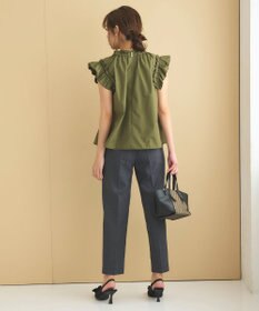 Feroux 【洗える】スタンドカラーフリルスリーブ ブラウス