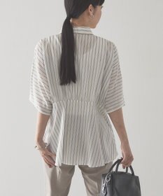 AMERICAN HOLIC 【予約】【接触冷感】ストライプペプラムブラウス