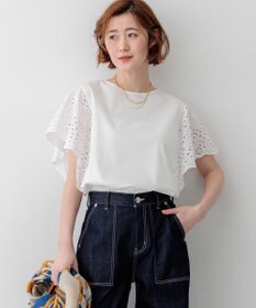 23区 【先行予約】カットワークエンブロイダリー デザインスリーブ トップス