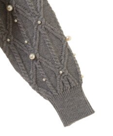 Green Parks パール付ケーブルニットカーディガン