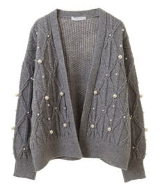 Green Parks パール付ケーブルニットカーディガン