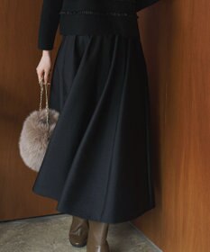23区 S 【洗える】フルーフィーツイル フレア スカート ブラック系