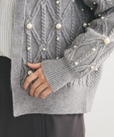 Green Parks パール付ケーブルニットカーディガン
