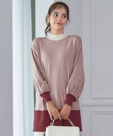 Tiaclasse L 【洗える】カラーブロッキングニットチュニック
