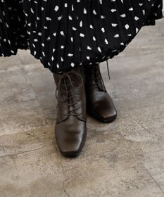 Pointer 内側ファスナー 本革レースアップショートブーツ