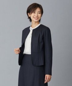 J.PRESS LADIES S アクアレジェンドウールジャージー ノーカラー ジャケット