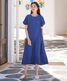 Tiaclasse 【洗える】バルーンスリーブサイドギャザーワンピース