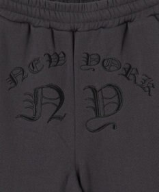 WEGO 【ウエストゴム】グラフィック刺繍裏起毛ワイドSWTパンツ