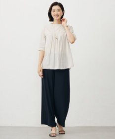 J.PRESS LADIES L 【洗える・吸水速乾・接触冷感・セットアップ対応】Light ジョーゼット ワイド パンツ