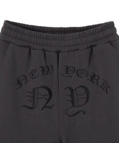 WEGO 【ウエストゴム】グラフィック刺繍裏起毛ワイドSWTパンツ