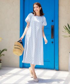 Tiaclasse 【洗える】バルーンスリーブサイドギャザーワンピース