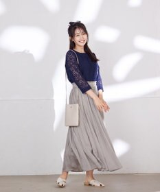 Tiaclasse 【洗える】ギャザーネックレースブラウス