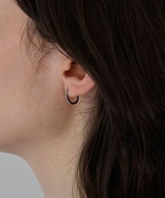 Phoebe 【金属アレルギー対応】ワンタッチライナーオーバルビジューフープピアス　シルバー