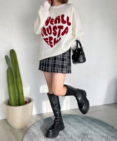 WEGO グラフィックBIGニットプルオーバー