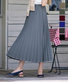 Tiaclasse 【ウエストゴム・洗える】カットソーアコーディオンプリーツスカート