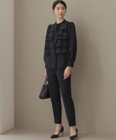 組曲 【KUMIKYOKU NAVY】コンフォータブルドレープ フリルブラウス