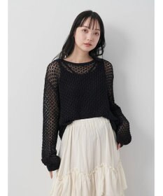 earth music&ecology メッシュ編みニットプルオーバー
