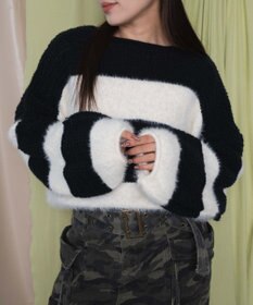 WEGO マテリアルシャギークロップドニット