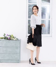 Tiaclasse 【洗える】快適な履き心地のダブルクロスセミタイトスカート