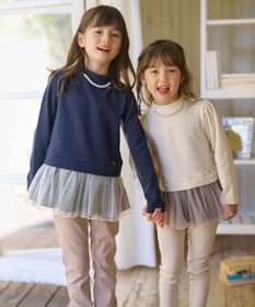 ANY KIDS パール付きペプラムトレーナー