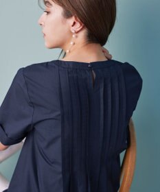 Tiaclasse L 【洗える】バックピンタックフレアチュニックブラウス