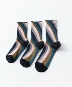 TRICOTE TWIST STRIPE LINK SOCKS／歪みストライプリンクソックス