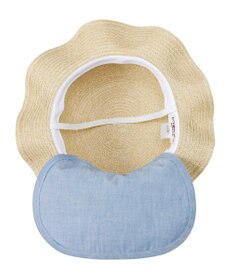 MIKI HOUSE HOT BISCUITS 【48-54cm】 麦わら風 リボン付きハット