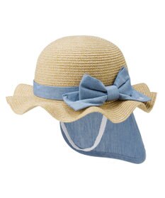 MIKI HOUSE HOT BISCUITS 【48-54cm】 麦わら風 リボン付きハット
