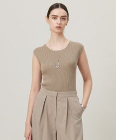 ICB 【洗える】オーガニックコットンリブ ノースリーブニット クリームブラウン系