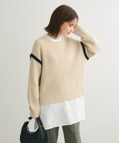 Green Parks Ｍｉｘ配色畦ニットプルオーバー