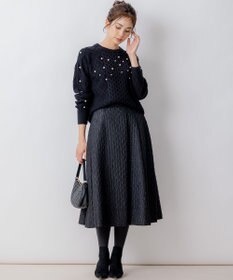 組曲 【WEB限定】パール釦ケーブル ニット