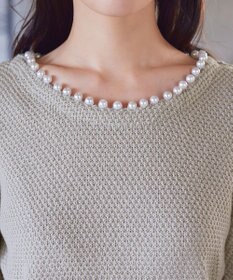 Tiaclasse 【洗える】衿パールニットトップス