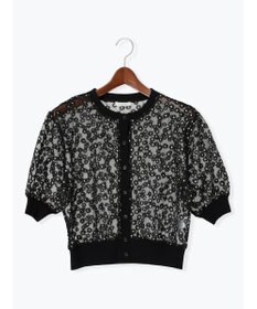 Te chichi エンブロイダリー半袖クルーカーディガン