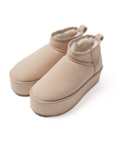 WEGO 【暖かい】厚底ショートFムートンブーツ