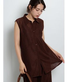 Te chichi クレープメッシュノースリーブシャツ（セットアップ可）