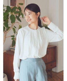 earth music&ecology ノーカラーフロントタックブラウス