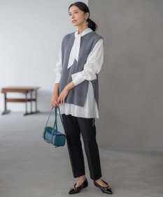 23区 L 【前後着用可能/洗える】ウォッシュドピーチツイル ブラウス