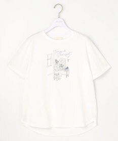 ANY SIS L 線画×刺繍ロゴ Tシャツ