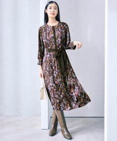 自由区 【WEB&一部店舗限定】ハーバルフロープリント8分袖 ワンピース