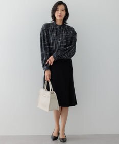 23区 L 【洗える】モノクロトーンプリント ブラウス