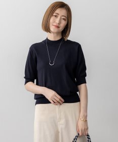 23区 S 【洗える】サステナブルウール モックネック 5分袖 ニット