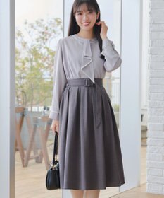 Tiaclasse L ベルト付きフレアスカート