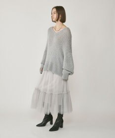 GRACE CONTINENTAL スパンコール畦ニットトップ