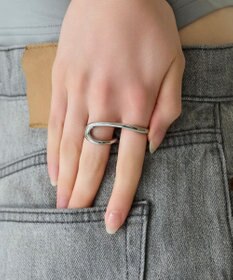 Phoebe 〈金属アレルギー対応〉ミニマルダブルフィンガーリング　シルバー　2連リング/ステンレス