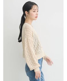 earth music&ecology ファンシーヤーンすかしニットカーディガン